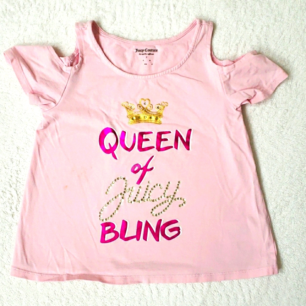 Girls 7 Juicy Couture cold shoulder bling top